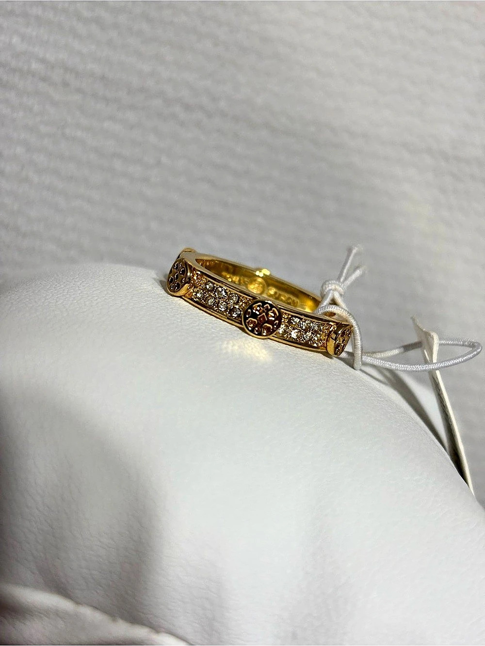 Tory Burch Miller Pavé Ring Gold-Tone Crystal Ring Size 8 NWT